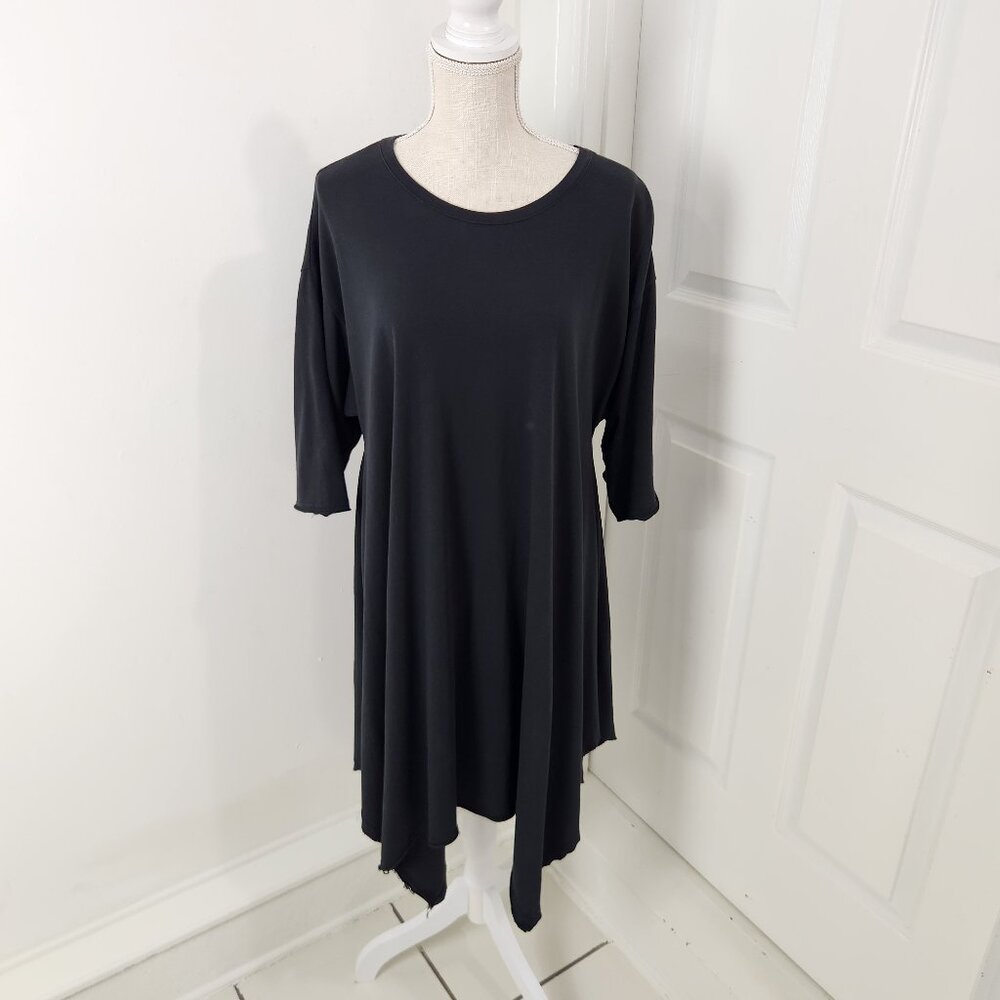 FP Beach Dress Womens M Black Tunic Asymmetric Lagenlook Oversized Boho